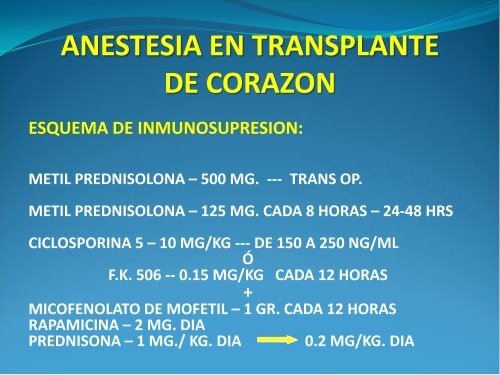 anestesia en transplante de corazon