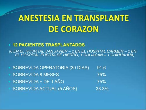 anestesia en transplante de corazon