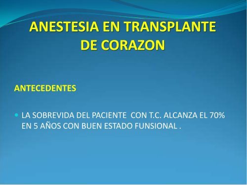 anestesia en transplante de corazon