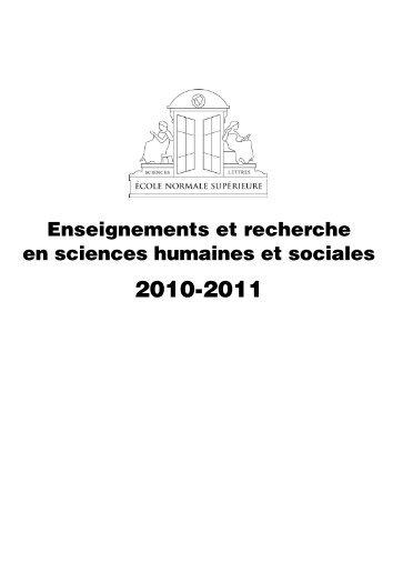 Brochure des enseignements Lettres et Sciences humaines 2010 ...