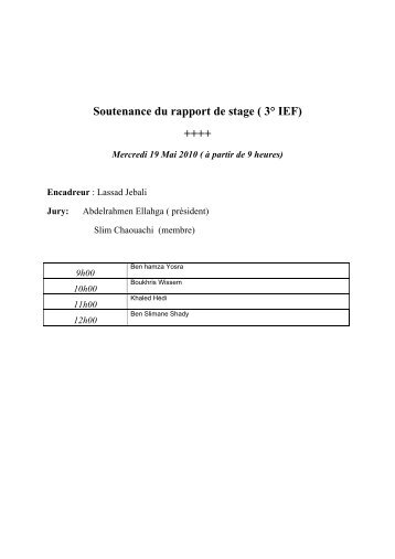 Soutenance du rapport de stage ( 3Â° IEF) ++++