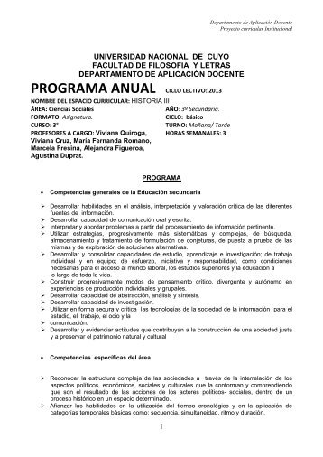 Programa Historia 3° 2013.pdf - DAD Departamento de Aplicación ...