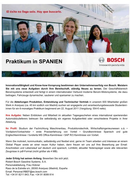 Praktikum in SPANIEN - Technische UniversitÃ¤t Dresden