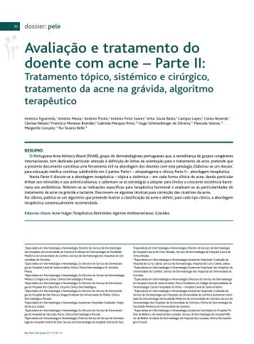 AvaliaÃ§Ã£o e tratamento do doente com acne â Parte II: - SciELO