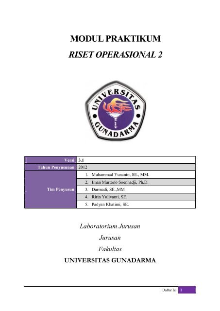 modul praktikum riset operasional 2 - iLab - Universitas Gunadarma