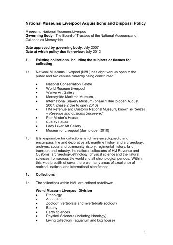 Acquisition and disposal policy - National Museums Liverpool