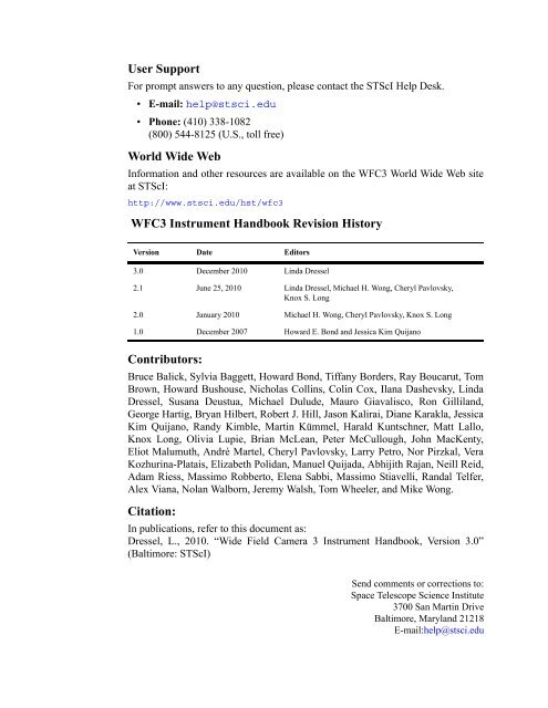 Wide Field Camera 3 Instrument Handbook for Cycle 19 - Space ...