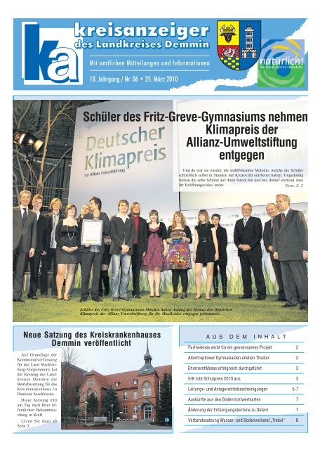 SchÃ¼ler des Fritz-Greve-Gymnasiums nehmen Klimapreis der ...