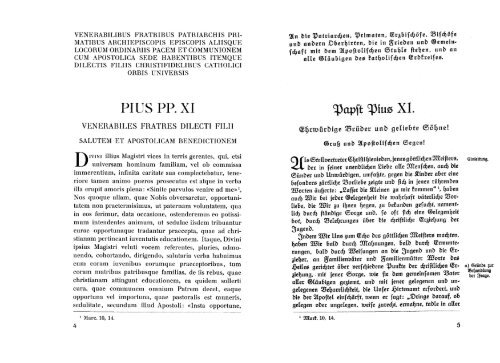 Papst Pius XI.: Enzyklika »Divini illius magistri« vom ... - Kreuzgang