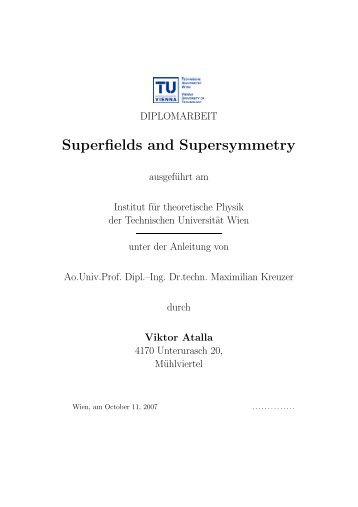 Superfields and Supersymmetry - Particle Physics Group