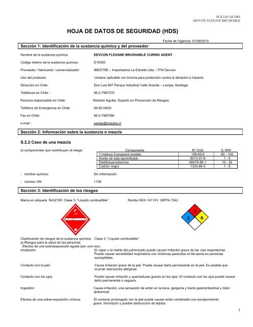 HOJA DE DATOS DE SEGURIDAD (HDS) - Imestre