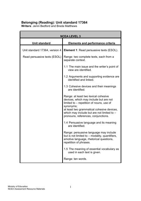 Belonging Reading Unit Standard 17364 Esol Literacy Online