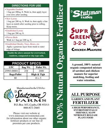 100% Natural Organic Fertilizer - Stutzman Environmental Products