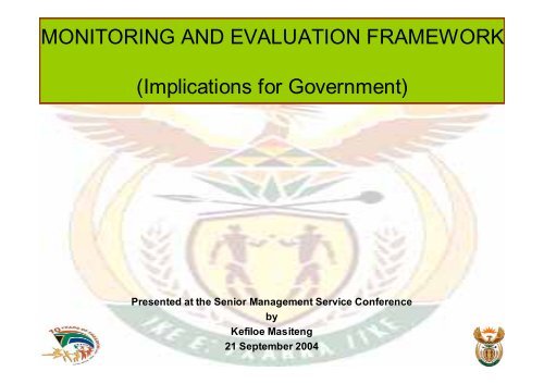 MONITORING AND EVALUATION FRAMEWORK ... - The Presidency