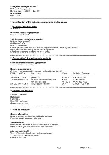 STABIMED 1. Identification of the substance/preparation ... - Dencor