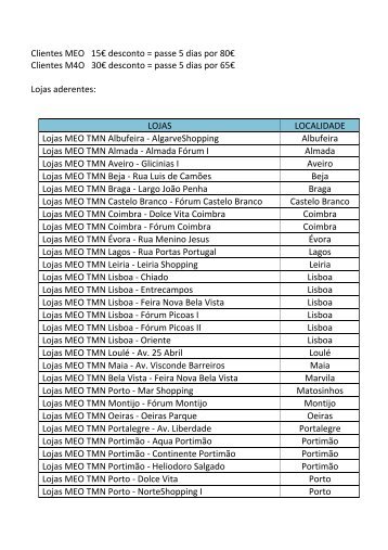 Clientes MEO 15Ã¢Â‚Â¬ desconto = passe 5 dias por 80Ã¢Â‚Â¬ Clientes M4O