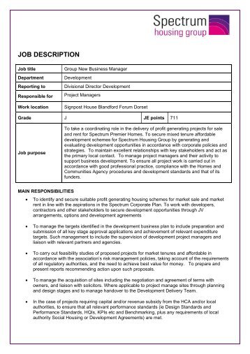 JOB DESCRIPTION - Spectrum Housing Group