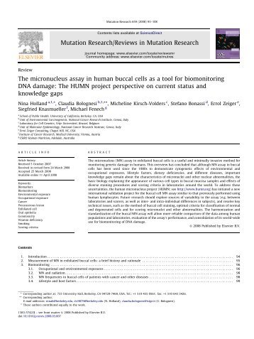 The micronucleus assay in human buccal cells as a tool for ...