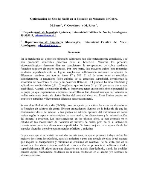 Optimización del uso del NaSH en la flotación de minerales de cobre.