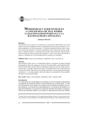 modernidad y subjetividad en lasociologia de max weber - UCES