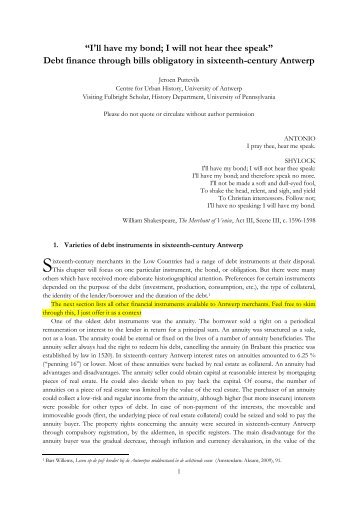 “I'll have my bond; I will not hear thee speak” Debt finance ...