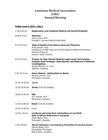 Agenda - LSUHSC Medical Communications Home Page