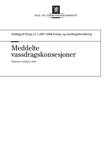 Meddelte vassdragskonsesjoner 2006 - Statsbudsjettet