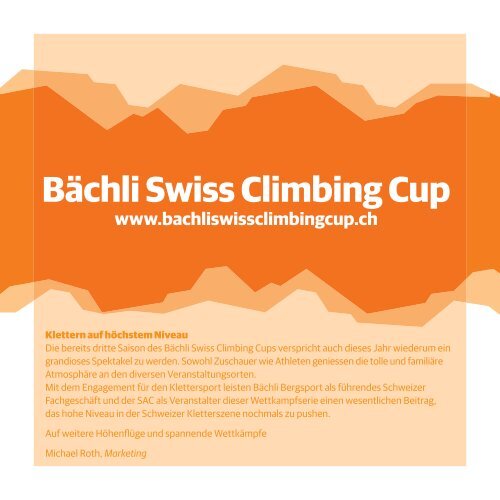 Booklet BÃ¤chli Swiss Climbing Cup 2013 - SAC