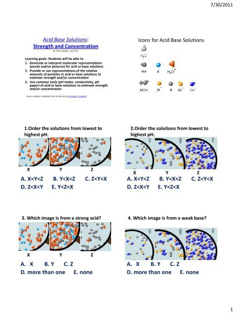 Acid Base Solutions Strength And Concentration By Trish Phet