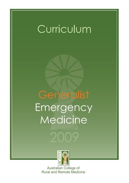 ACRRM GEM Curriculum - Final July09 - Australian College of Rural ...