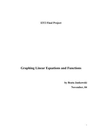 Graphing Linear Equations and Functions By Beata Jankowski