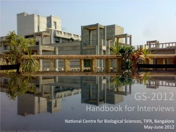 GS-â2012 - National Centre for Biological Sciences