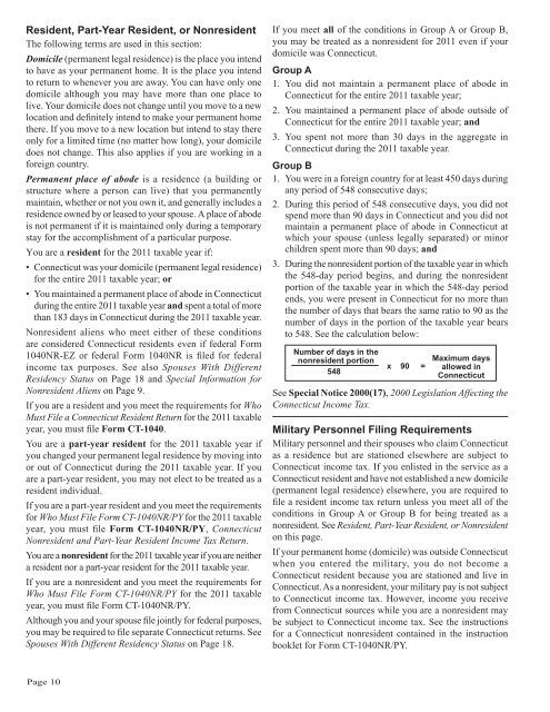 CT-1040 Instructions, 2011 Connecticut Resident Income Tax - CT.gov