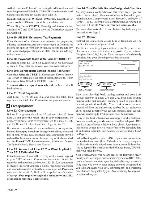 CT-1040 Instructions, 2011 Connecticut Resident Income Tax - CT.gov