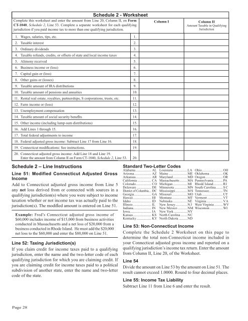 CT-1040 Instructions, 2011 Connecticut Resident Income Tax - CT.gov