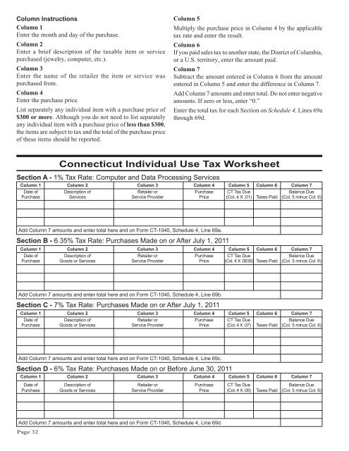 CT-1040 Instructions, 2011 Connecticut Resident Income Tax - CT.gov