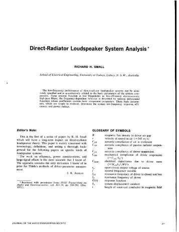 Direct-Radiator Loudspeaker System Analysis