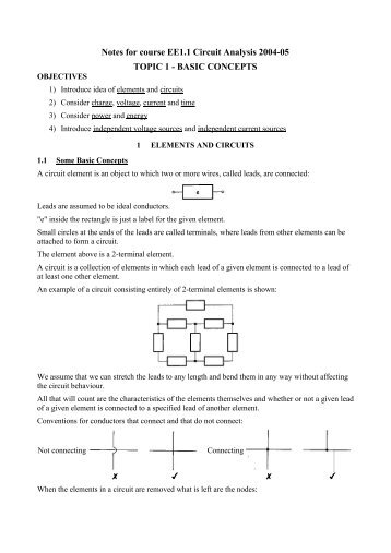 Notes for course EE1.1 Circuit Analysis 2004-05 TOPIC 1 - BASIC ...