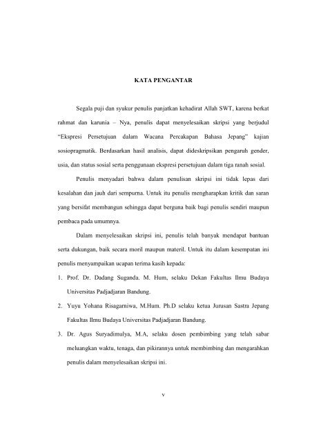 V Kata Pengantar Segala Puji Dan Syukur Penulis Panjatkan