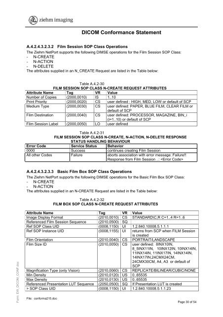 DICOM Conformance Statement