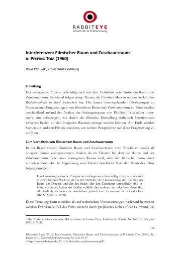 Interferenzen: Filmischer Raum und Zuschauerraum in ... - Rabbit Eye