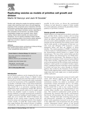 Replicating vesicles as models of primitive cell growth and division