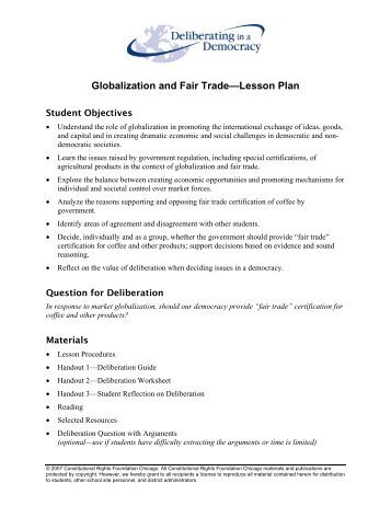 Globalization and Fair TradeâLesson Plan - Deliberating in a ...