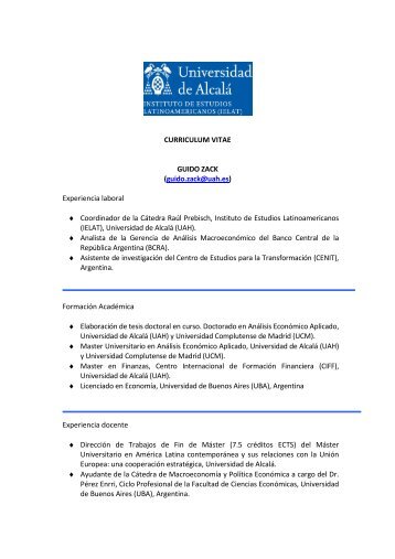 CURRICULUM VITAE GUIDO ZACK (guido.zack@uah.es ... - ielat