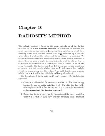 Chapter 10 RADIOSITY METHOD