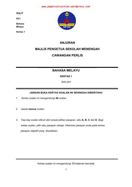 Bahasa Melayu Q A Trial Paper Collection