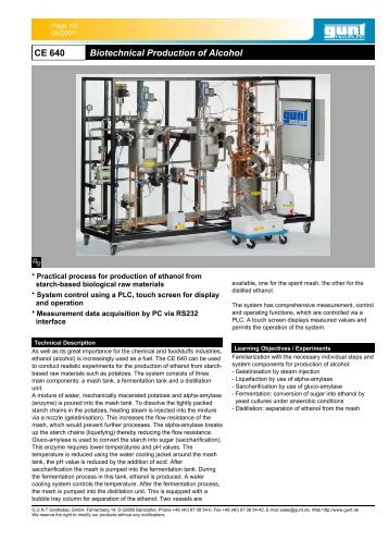 CE 640 Biotechnical Production of Alcohol