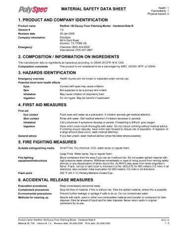 MSDS Hardener Part B - PolySpec