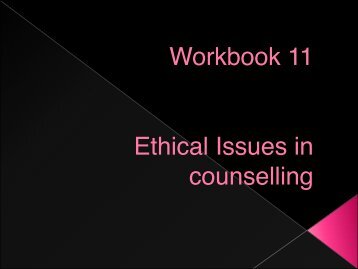Legal and Ethical Issues - Counselling Connection