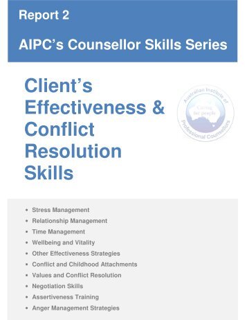 Client's Effectiveness & Conflict Resolution Skills - Counselling ...